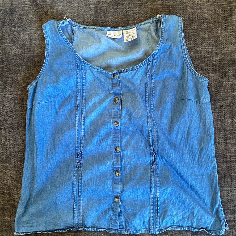 White Stag Blue Button-Down Tank Top